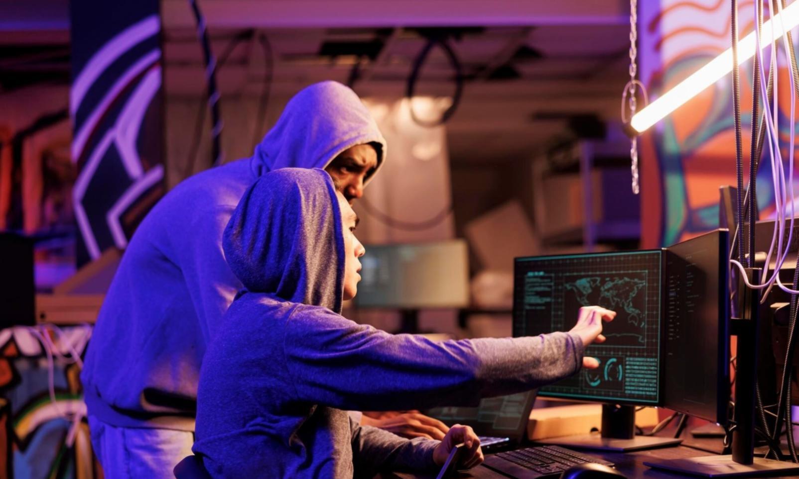 Protein folding visualization showing complex molecular structures